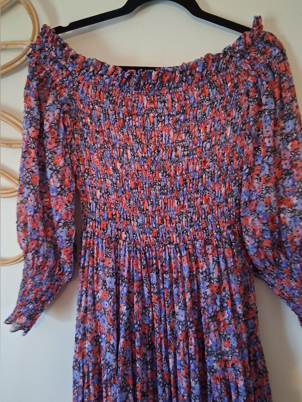 Rebecca Taylor Off-Shoulder Cosmic Floral Dress Size 4 - Picture 5 of 14
